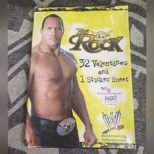 Vtg NOS Dwayne The Rock Johnson WWE Box of 32 Valentines Cards & 1 Sticker Sheet